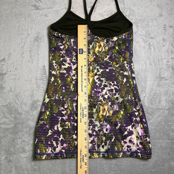 Lululemon Power Y Tank Womens 2 Shelf Bra Fall Floral Multicolor Stretch Active - Picture 6 of 9